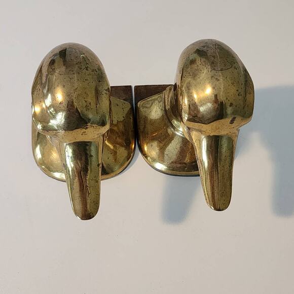 Vintage Mid Century Modern Gold Mallard Duck Bookends - Picture 4 of 11